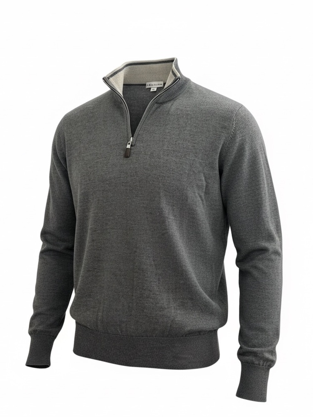 Peter Millar Merino Wool/Silk Men's Charcoal 1/4 Zip-Neck Sweater